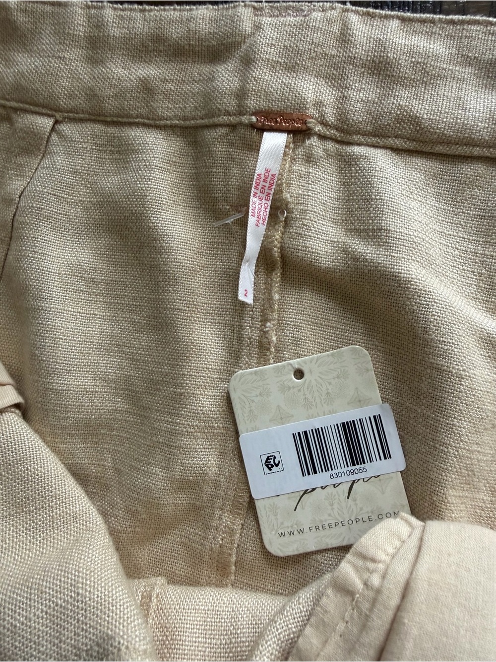 Free People Oatmeal Linen Blend Mini Skirt Size 2 Neutral Boho NWT - Picture 4 of 10